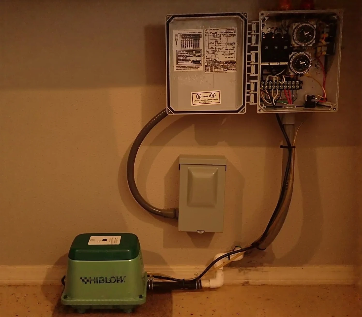 Customer photo of septic system aerobic tank components and installation details