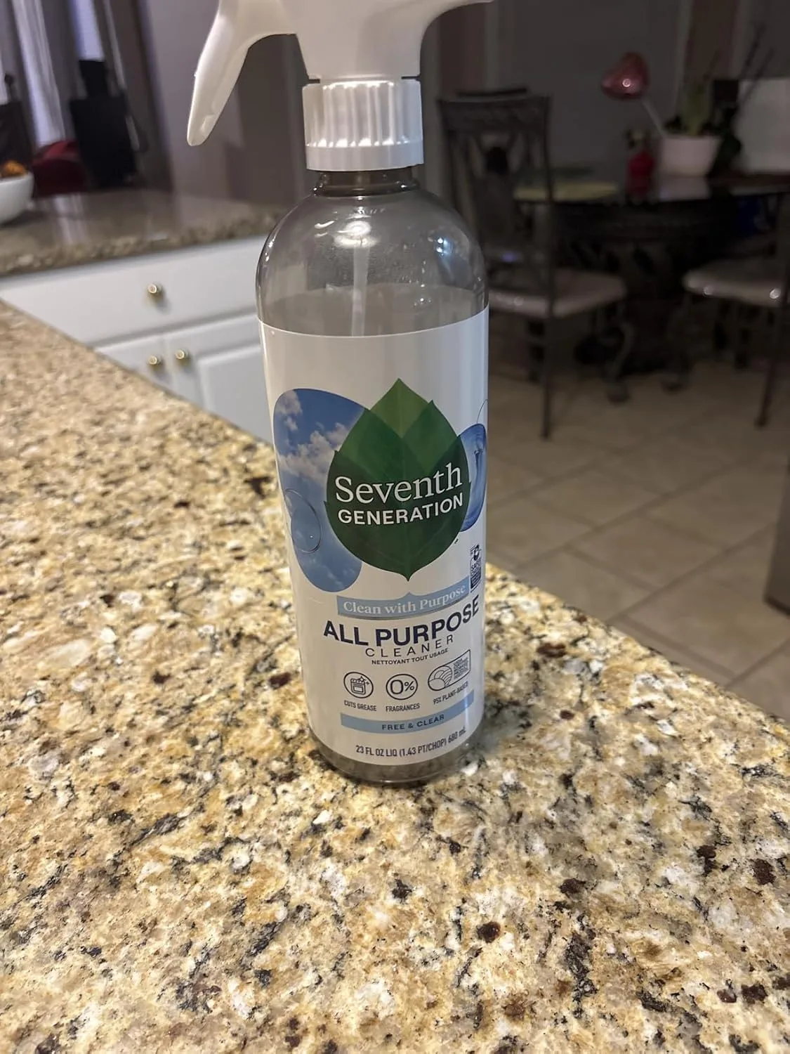 Customer photo of septic-safe cleaner bottle showing label and packaging details